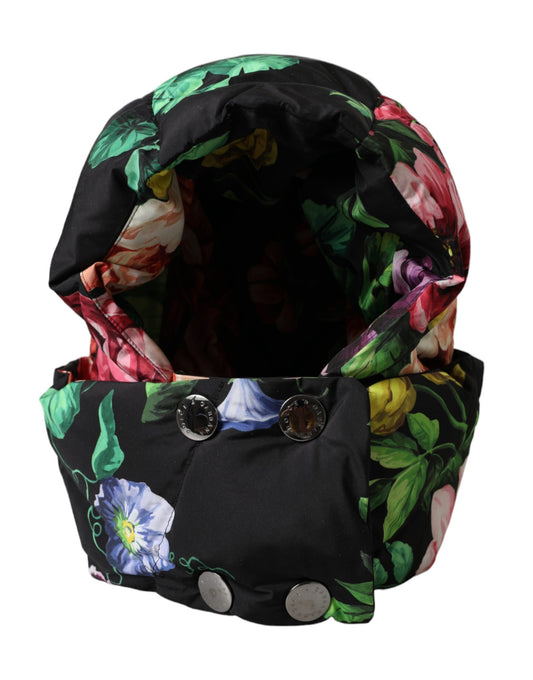 Sombrero integral con estampado floral negro