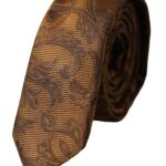 Brown Floral 100% Silk Adjustable Men Tie