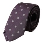 Corbata ajustable para hombre de seda 100 % con lunares morados