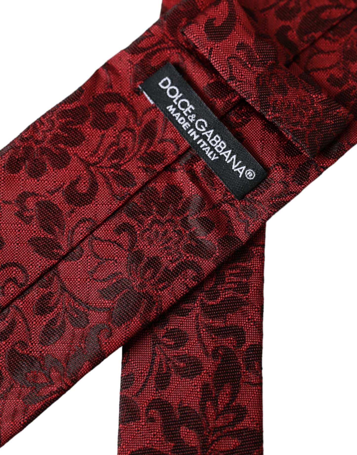 Corbata ajustable para hombre de seda con brocado floral rojo