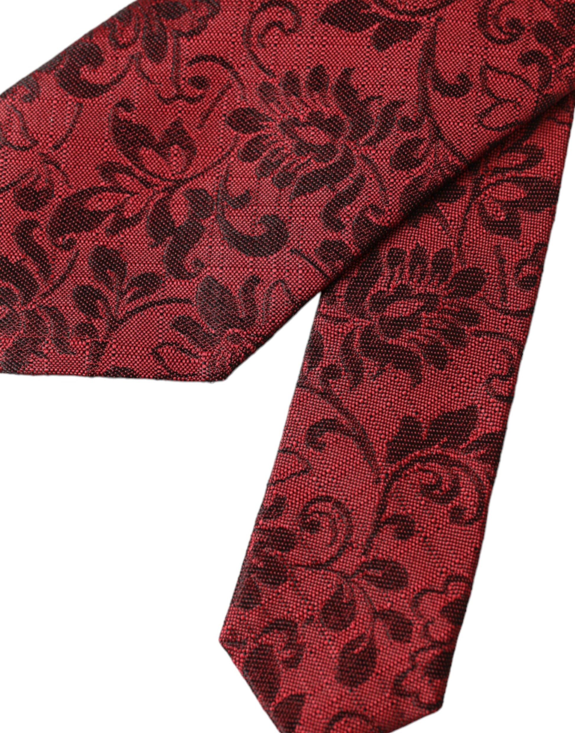 Corbata ajustable para hombre de seda con brocado floral rojo