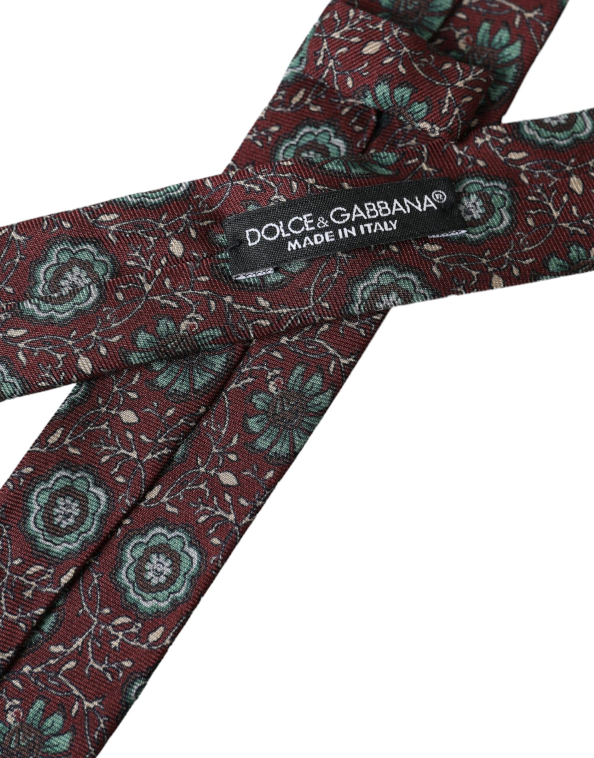 Corbata ajustable para hombre 100 % seda con estampado floral color granate