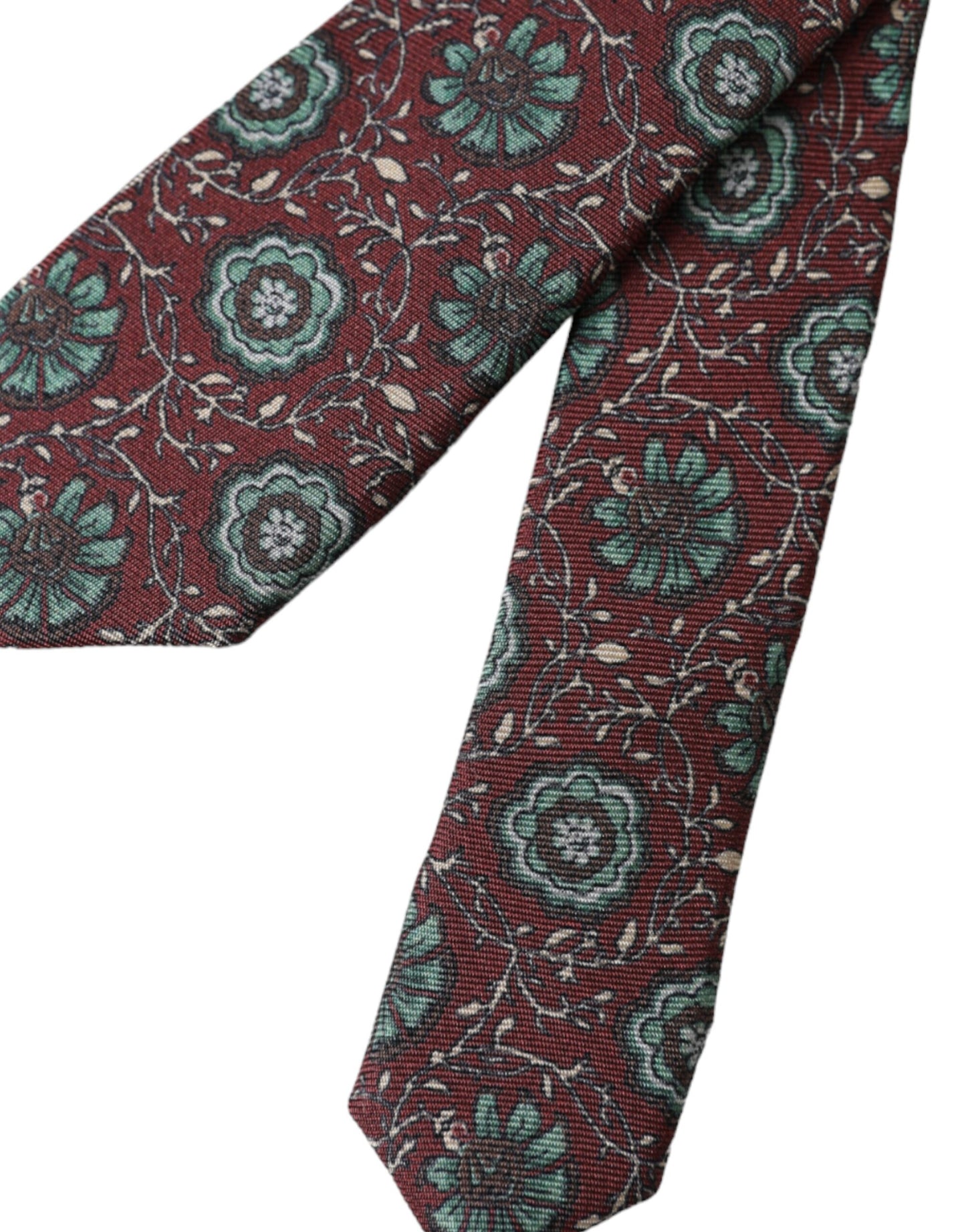 Corbata ajustable para hombre 100 % seda con estampado floral color granate