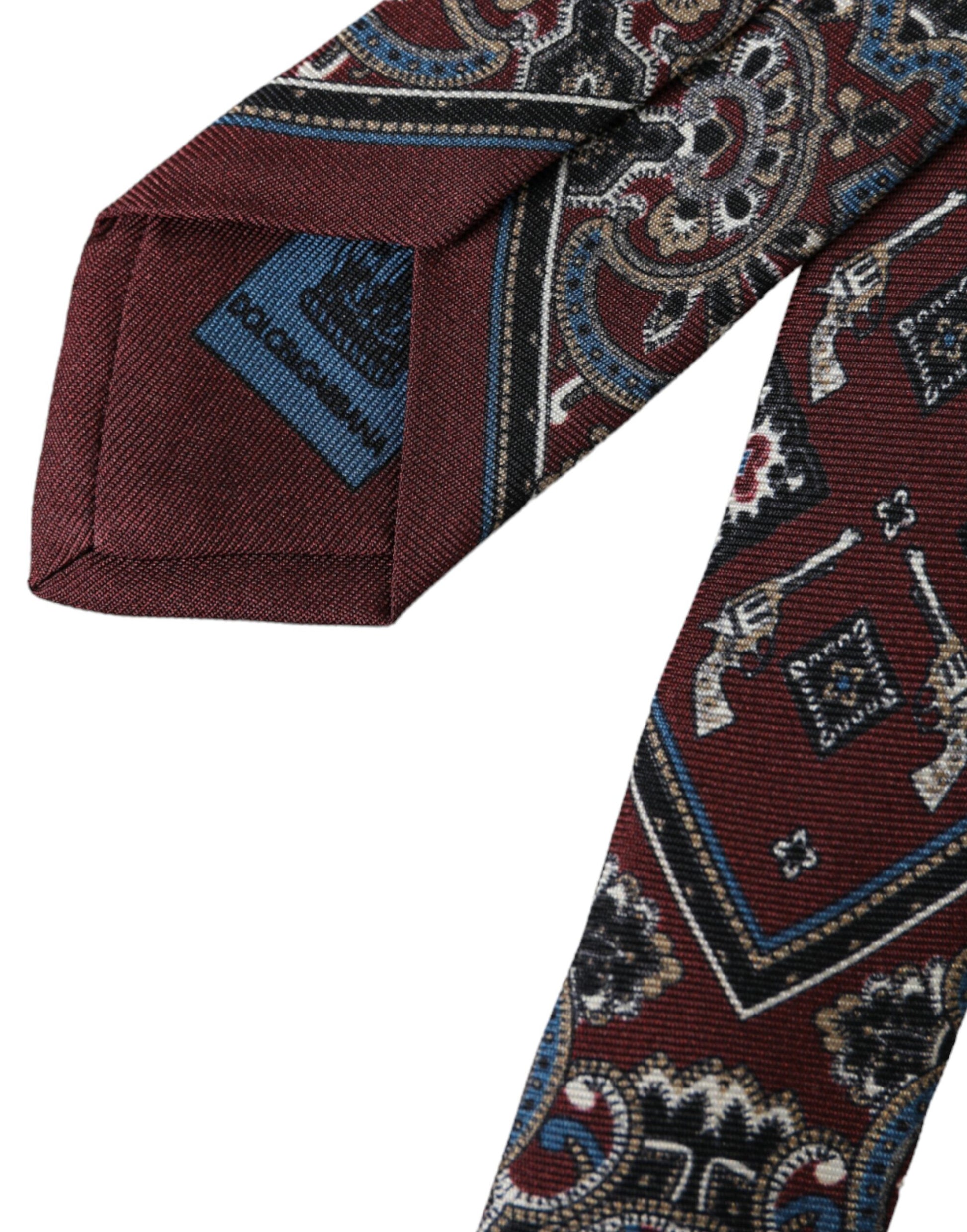 Corbata ajustable para hombre 100 % seda con estampado burdeos