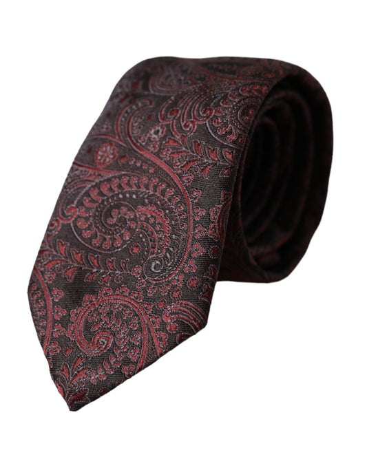 Corbata ajustable de seda con estampado burdeos para hombre