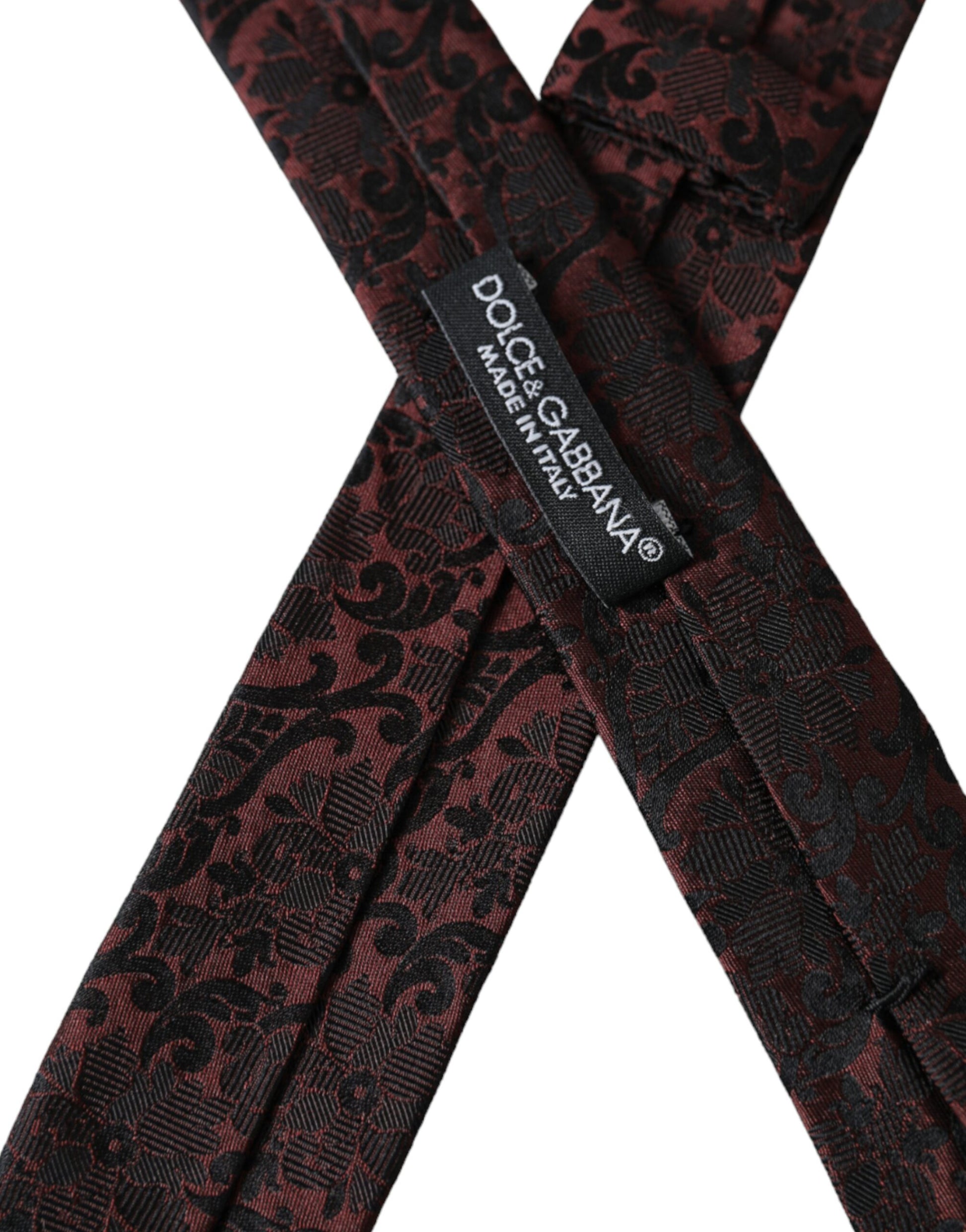 Corbata ajustable de seda con estampado de fantasía floral color granate para hombre