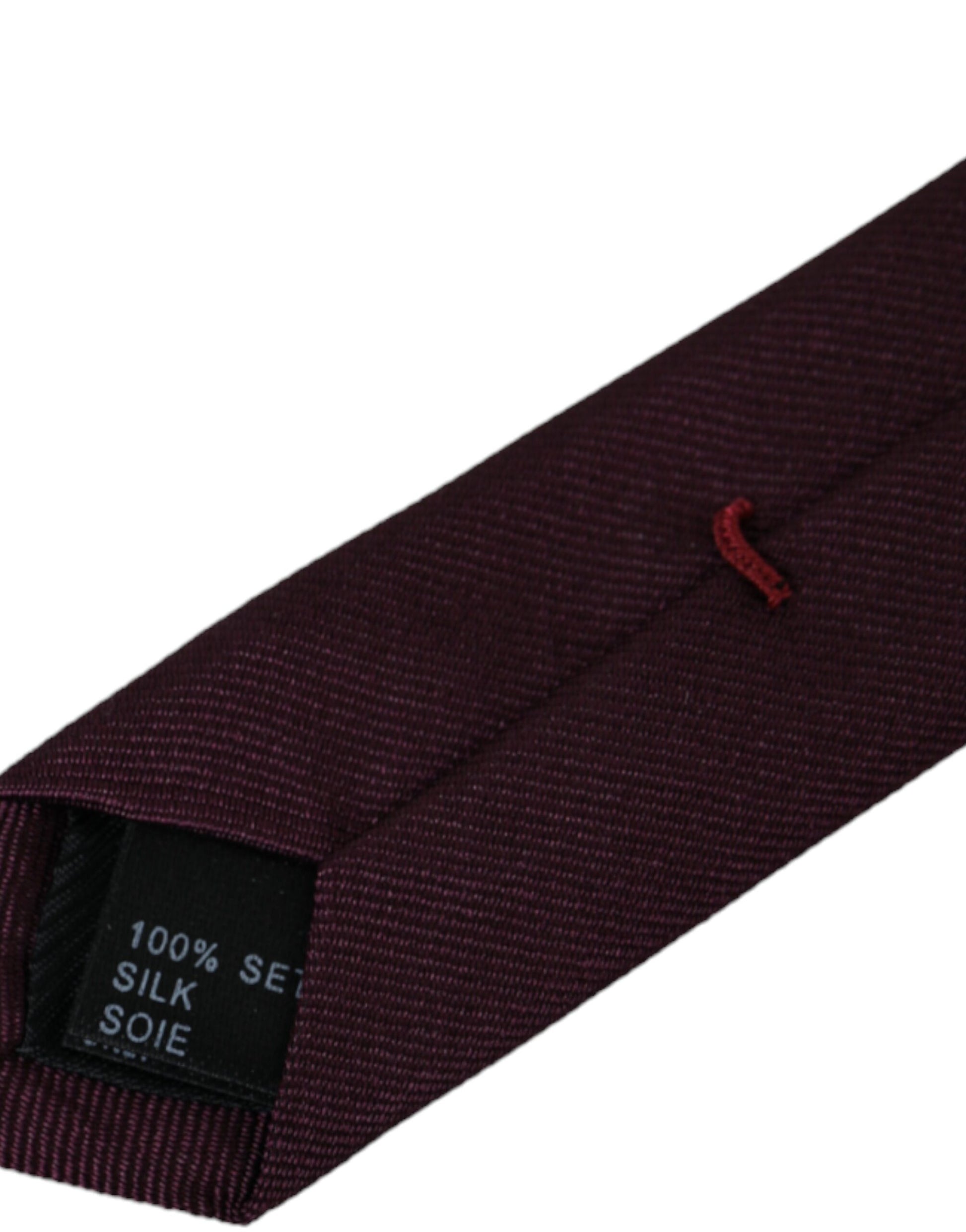 Corbata ajustable para hombre 100 % seda color burdeos