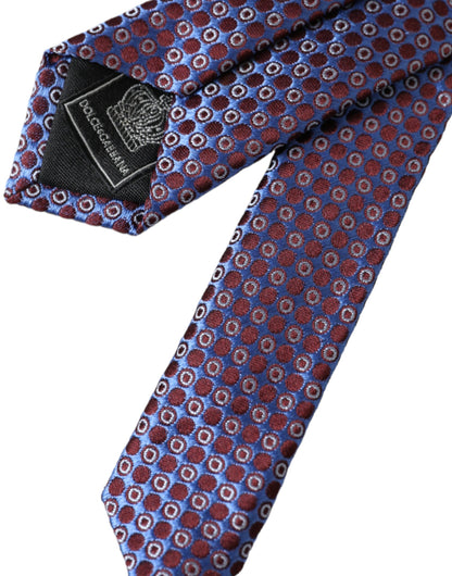 Corbata ajustable de seda con estampado azul y morado para hombre