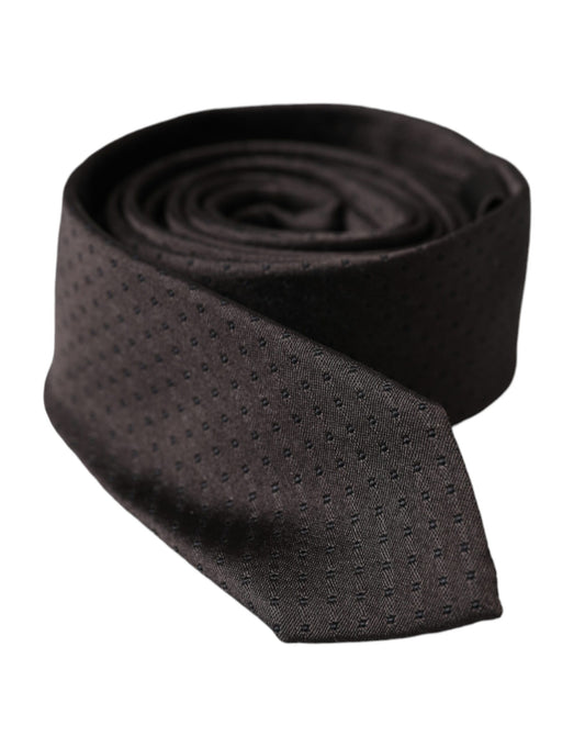 Corbata ajustable de seda negra estampada para hombre