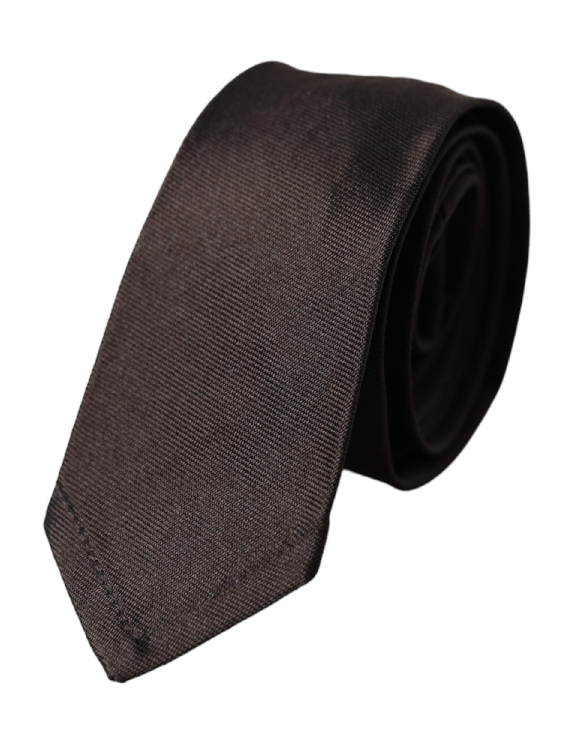 Corbata ajustable de seda 100 % color marrón liso