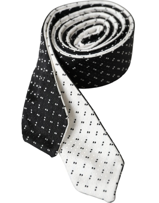 Corbata ajustable con estampado blanco y negro