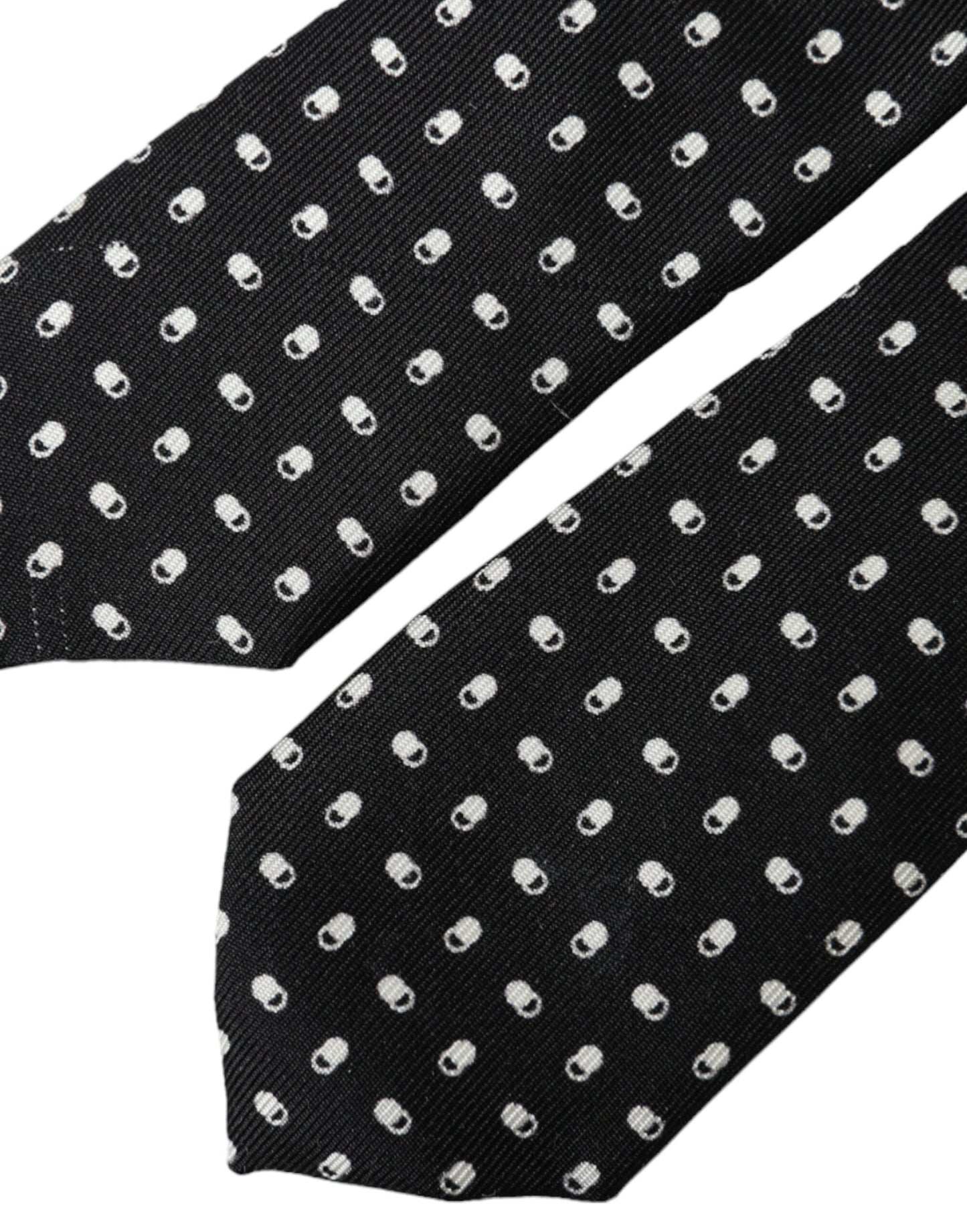 Corbata ajustable 100 % seda con estampado negro