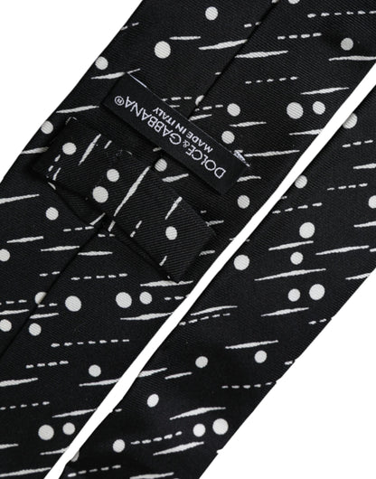 Black Dotted 100% Silk Adjustable Tie