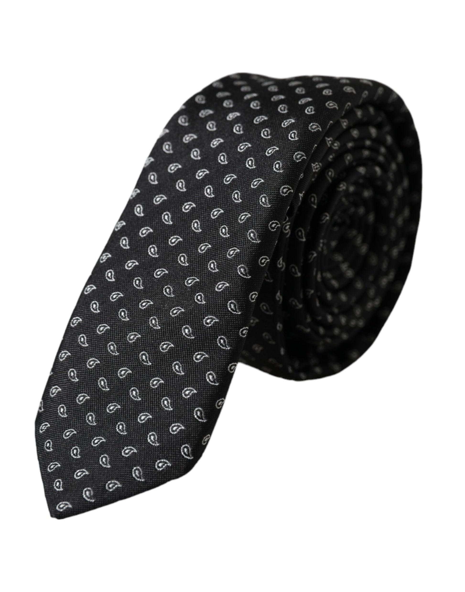 Corbata ajustable de seda con estampado de jacquard negro para hombre