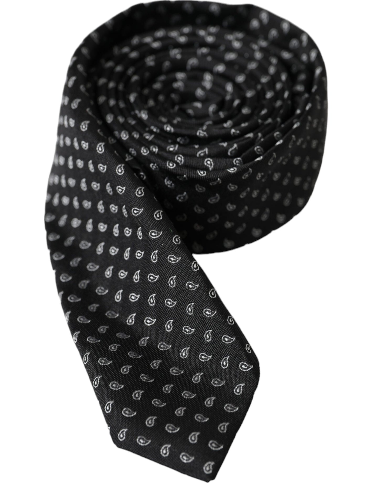 Corbata ajustable de seda con estampado de jacquard negro para hombre