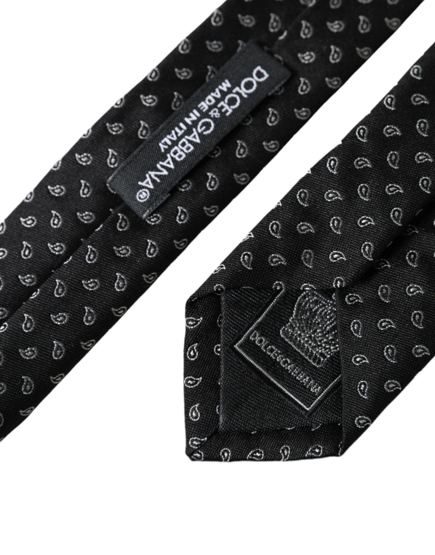 Corbata ajustable de seda con estampado de jacquard negro para hombre