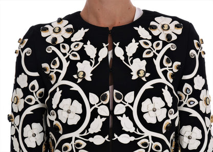 Floral Embroidered Crystal Wool Coat Jacket