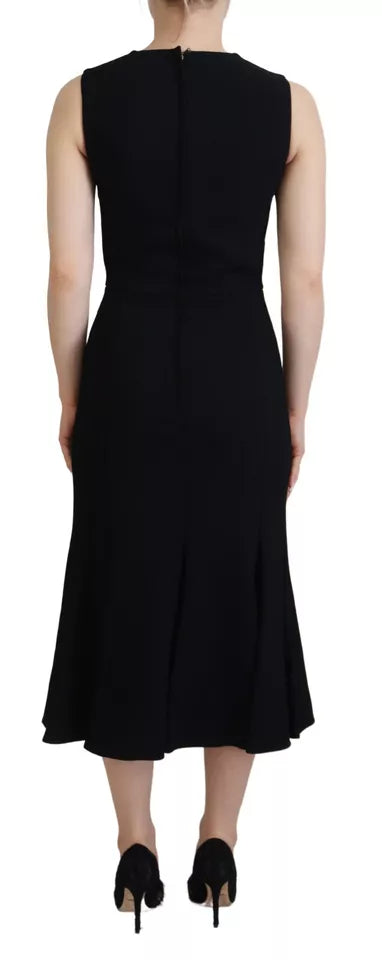 Black Dress Sheath Flare Viscose Dress