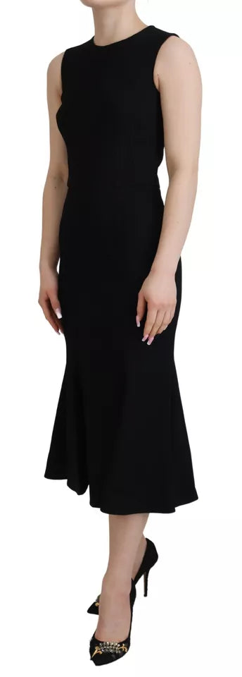 Black Dress Sheath Flare Viscose Dress