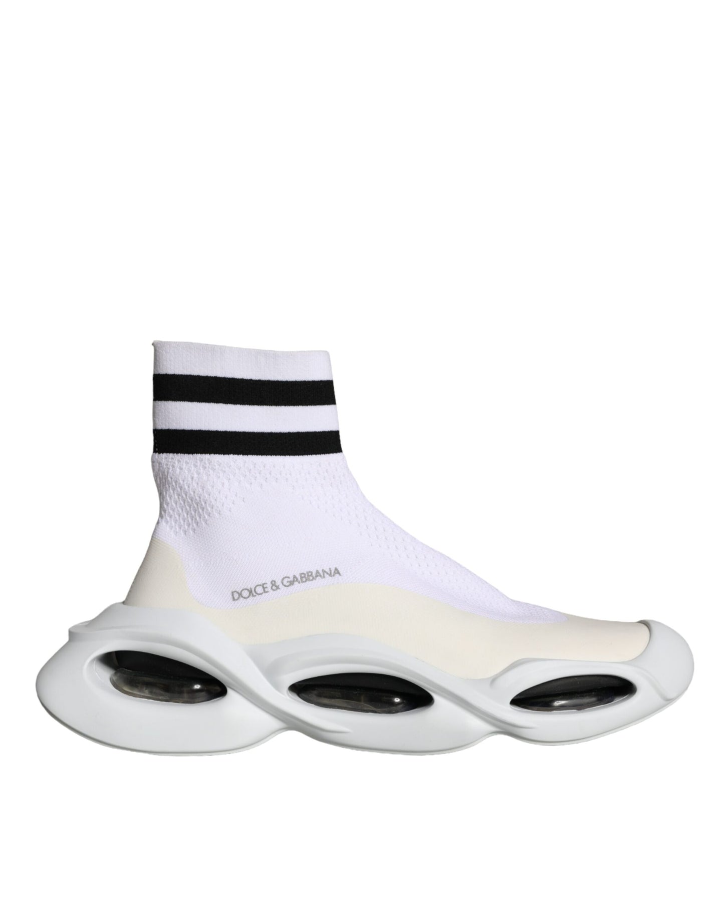 White Black Slip On Wave Socks Sneakers Shoes