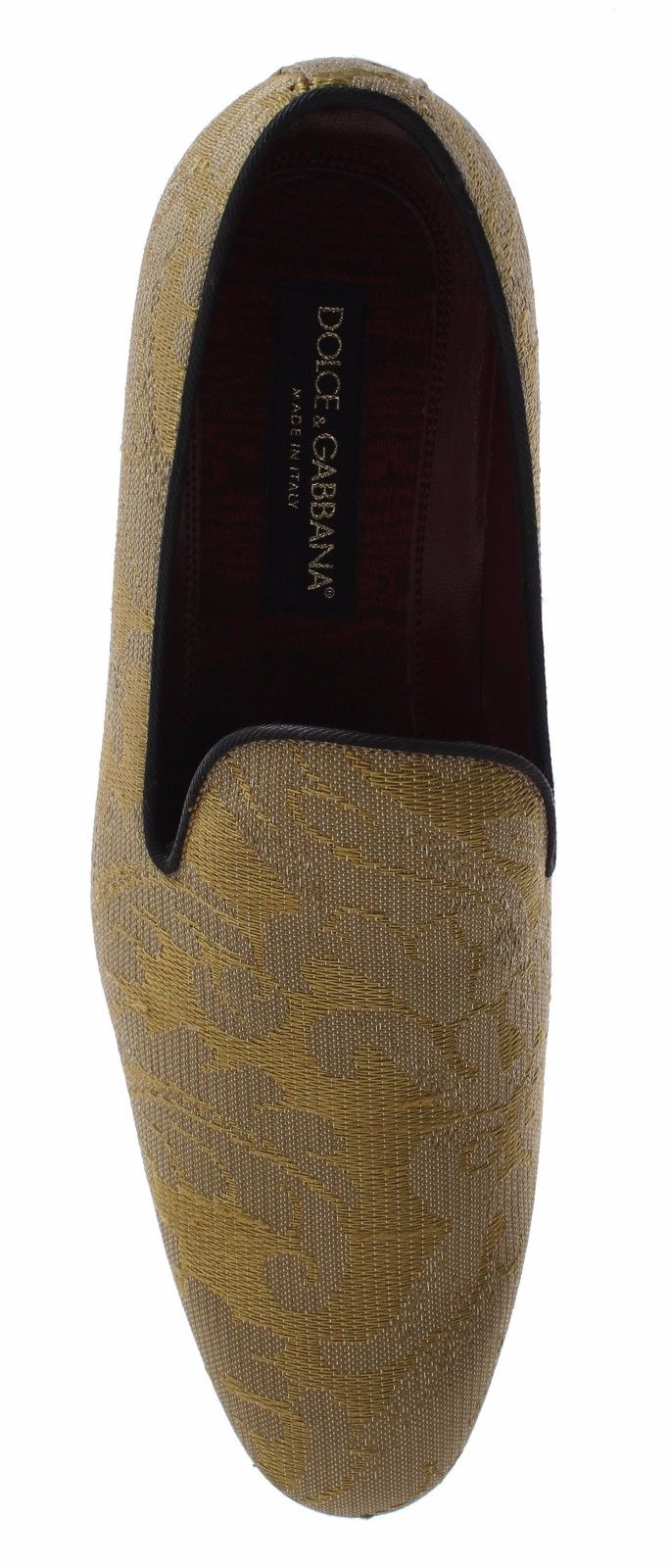 Golden Baroque Silk Dress Loafers