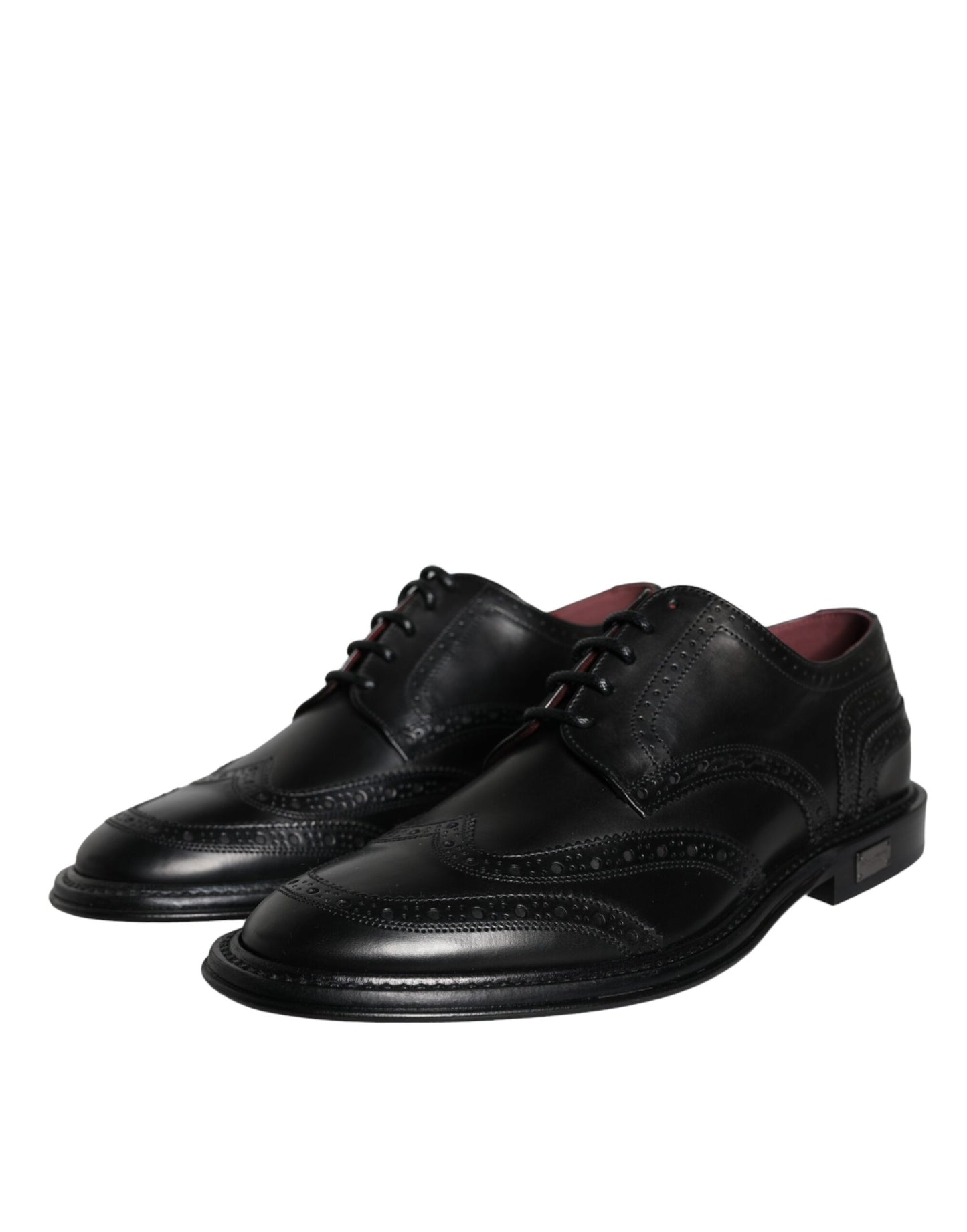 Zapatos formales Oxford de cuero negro con punta de ala para hombre