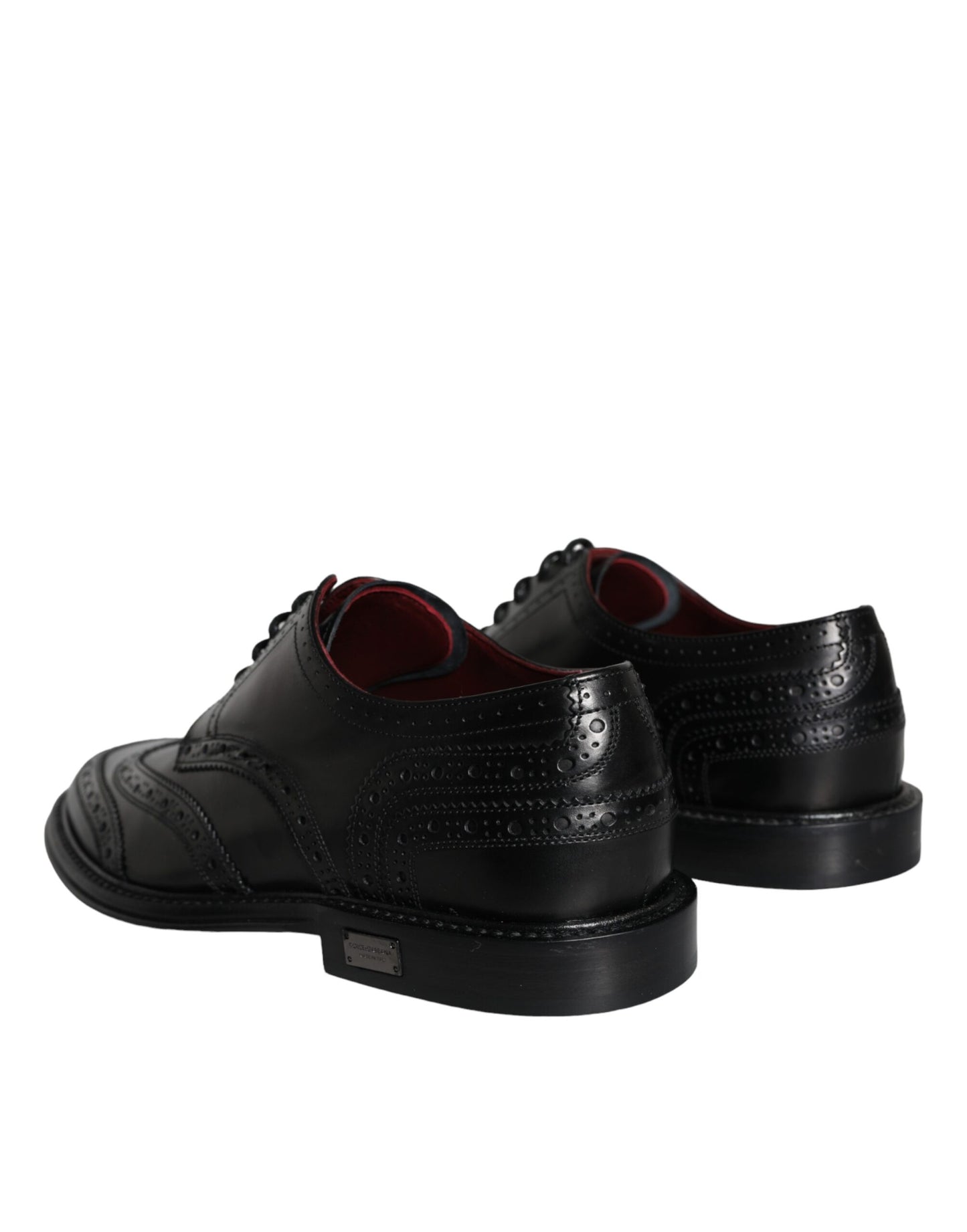 Zapatos formales Oxford de cuero negro con punta de ala para hombre