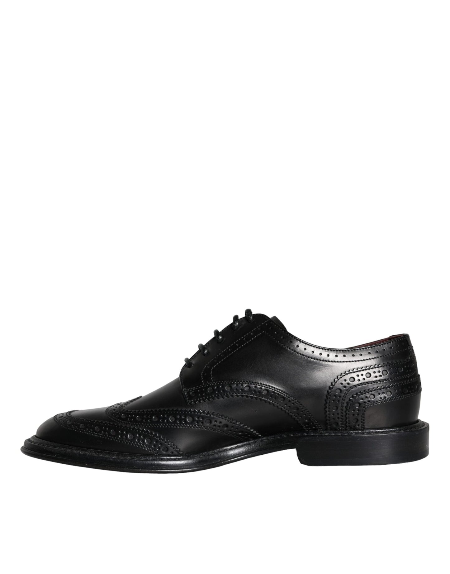 Zapatos formales Oxford de cuero negro con punta de ala para hombre