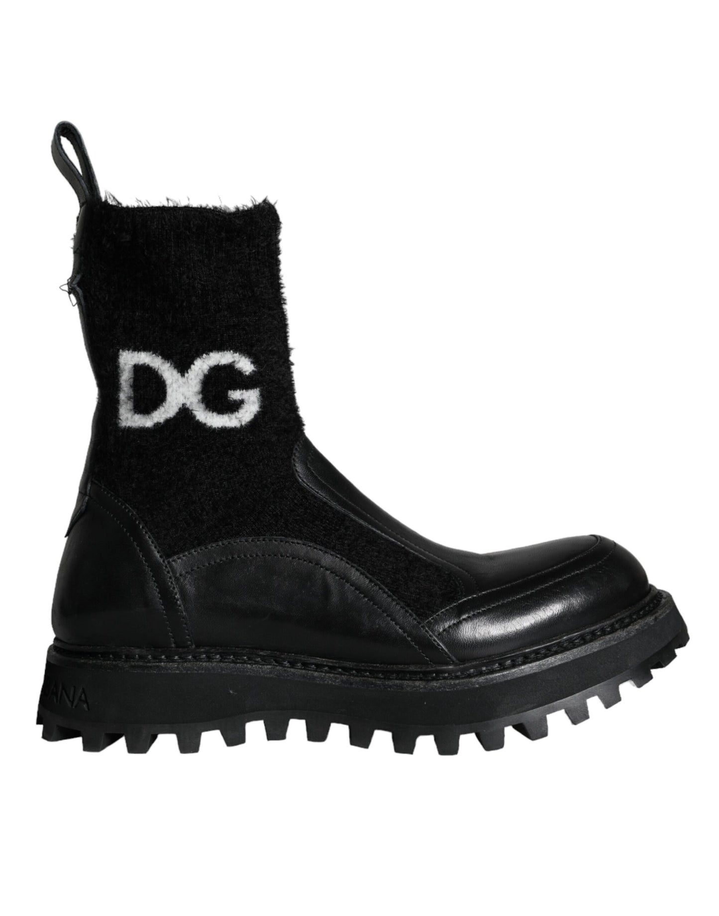 Botas negras tipo calcetín con logo de caballo DG