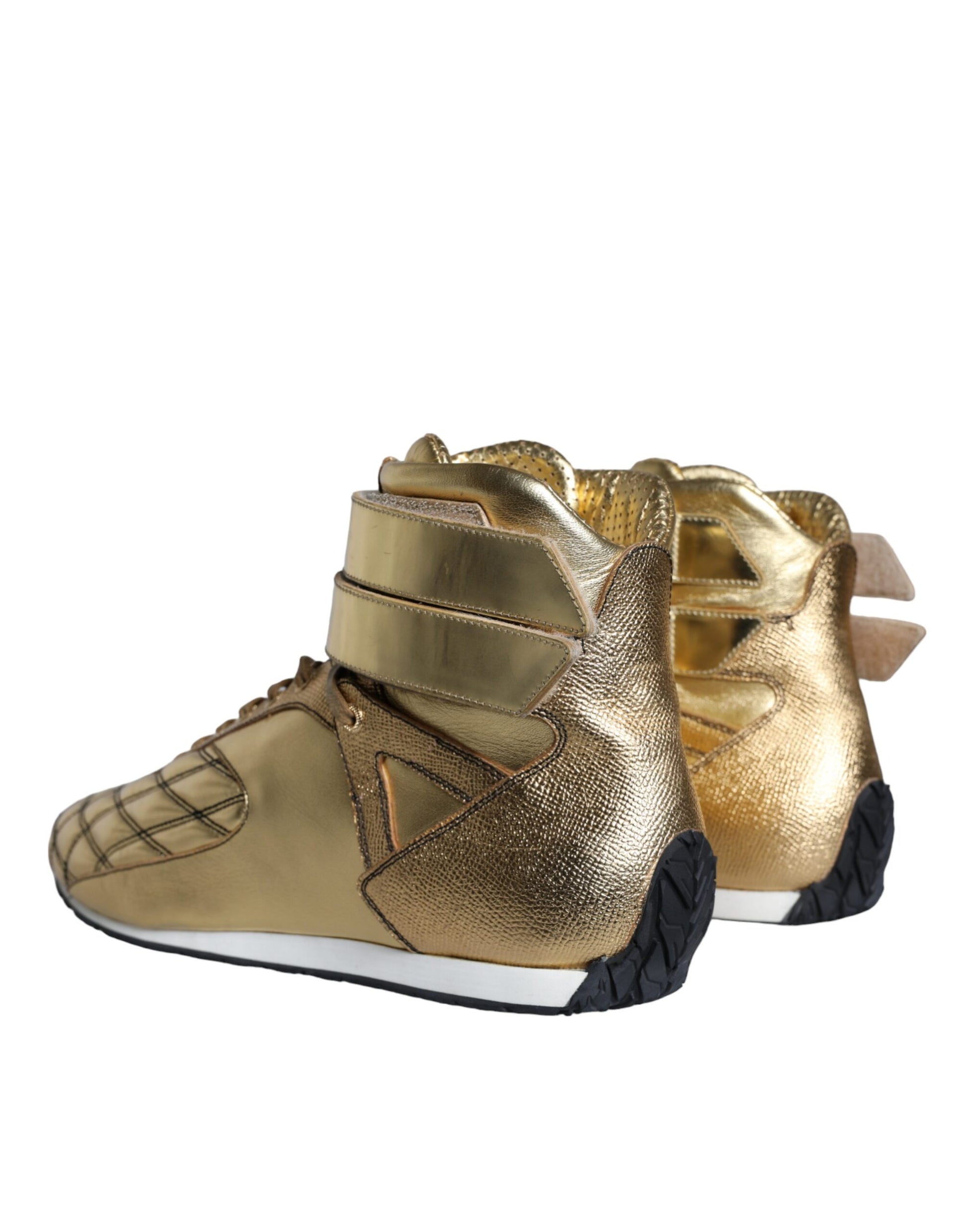 Gold Leather Sartoria High Top Sneakers Shoes