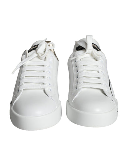 White Gold Portofino Low Top Leather Sneakers Shoes