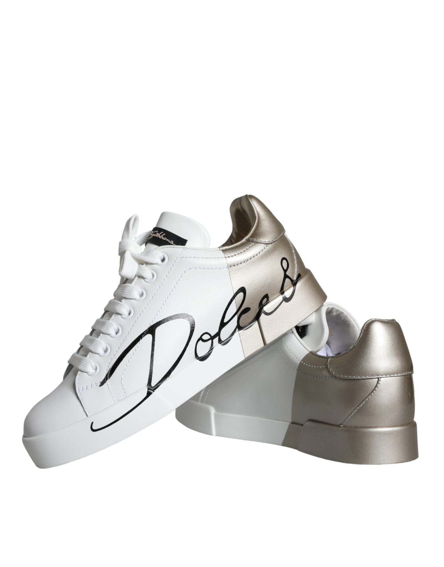 White Gold Portofino Low Top Leather Sneakers Shoes