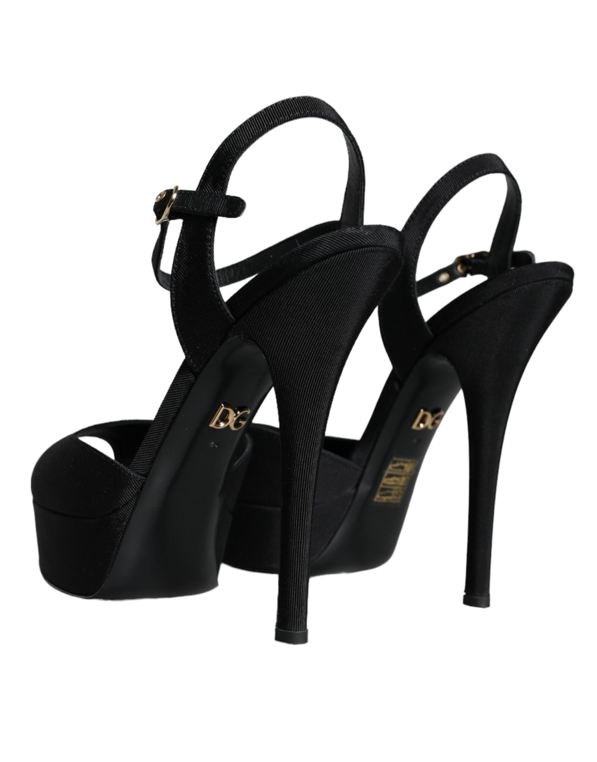 Black Leather Platform Heels Sandals Shoes