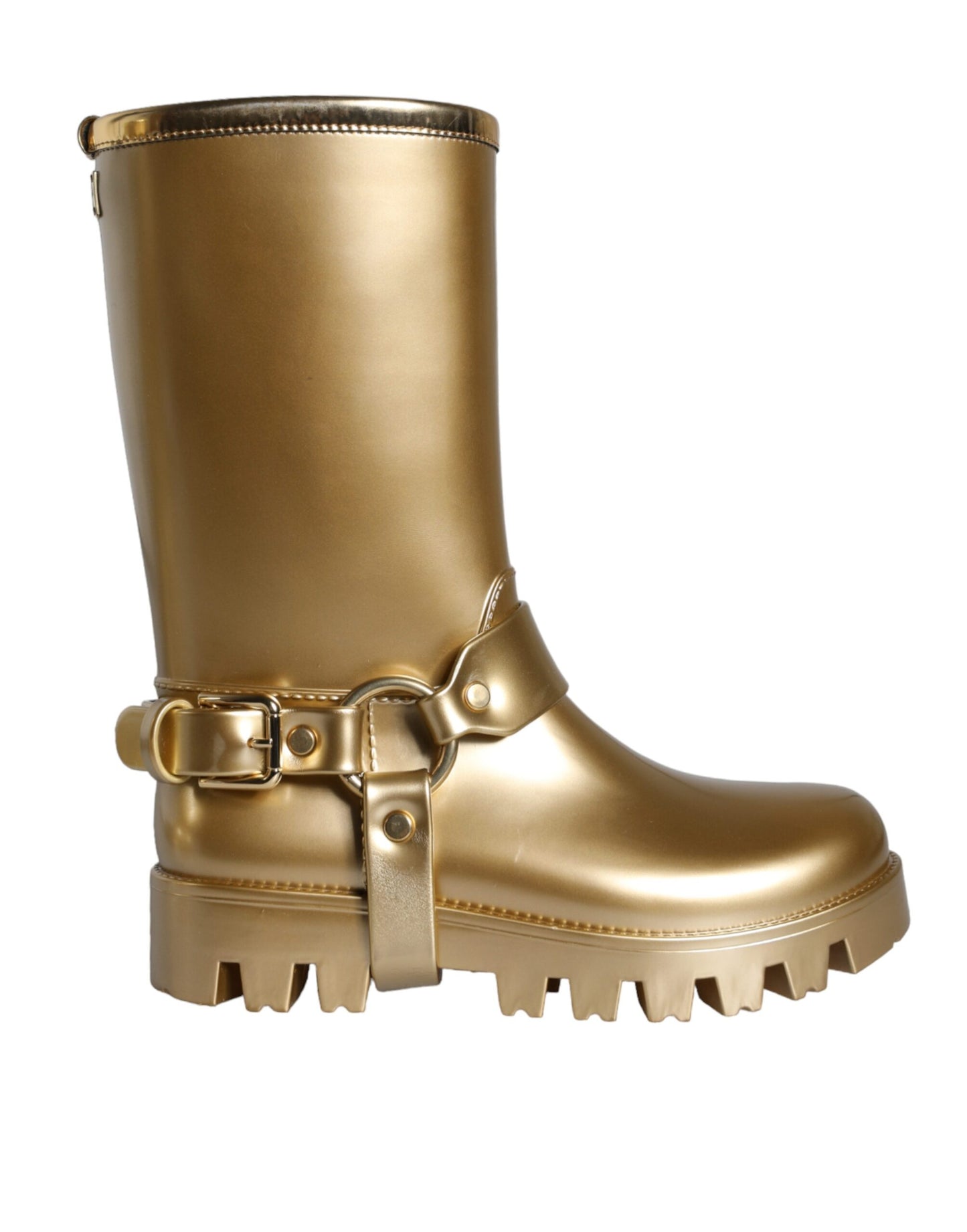 Botas de lluvia de PVC y caucho metalizado dorado