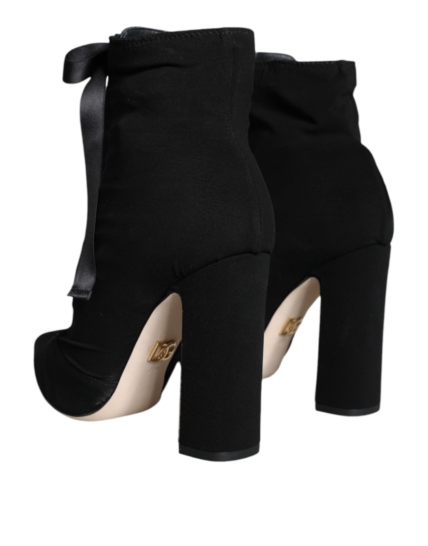 Negro Jersey Stretch Ankle Booties Zapatos