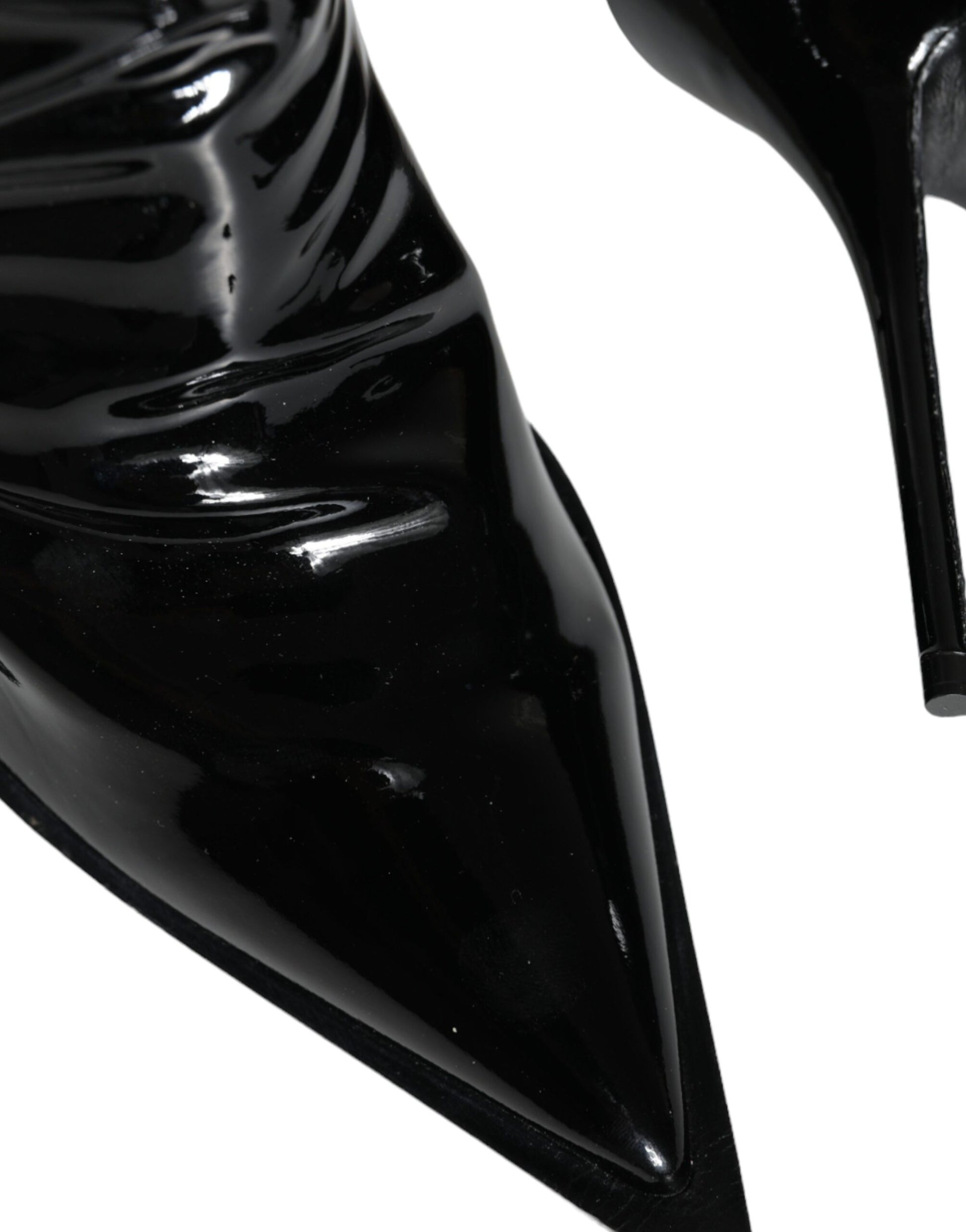 Black Patent Leather Pointed Ankle Boot Shoes