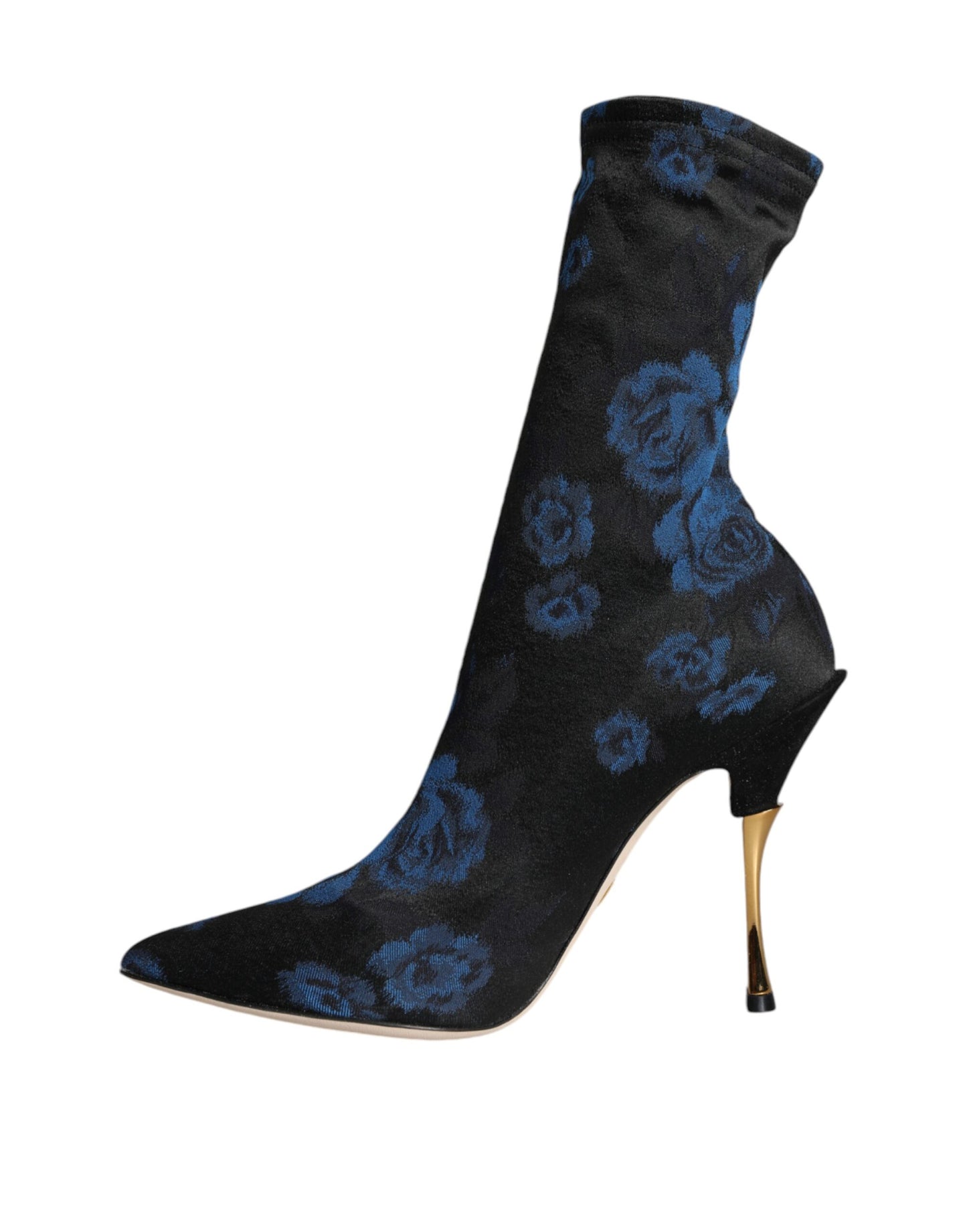 Botas de media pantorrilla elásticas con estampado floral negro