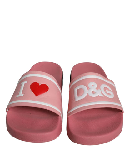 Sandalias y chanclas de cuero rosa I Love D&amp;G