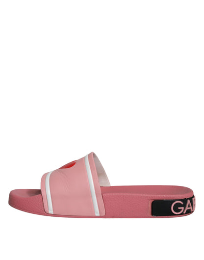 Sandalias y chanclas de cuero rosa I Love D&amp;G