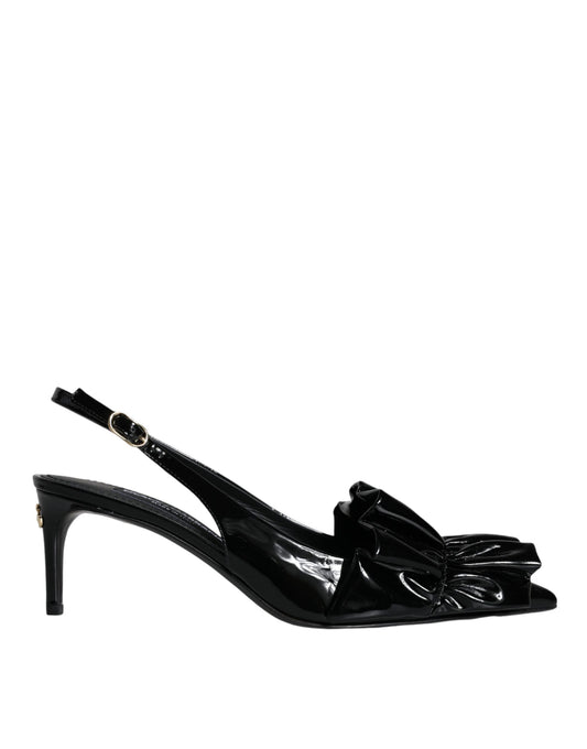 Zapatos de tacón Slingback de charol negro