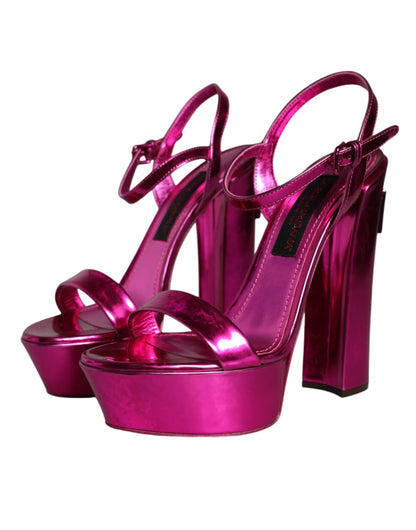 Sandalias Keira con plataforma de piel color fucsia y logo