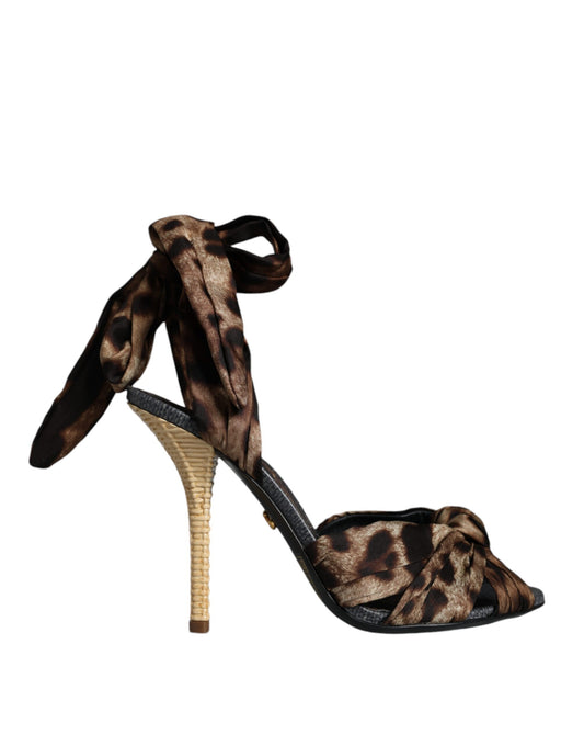 Sandalias de tacón Keira con estampado de leopardo marrón