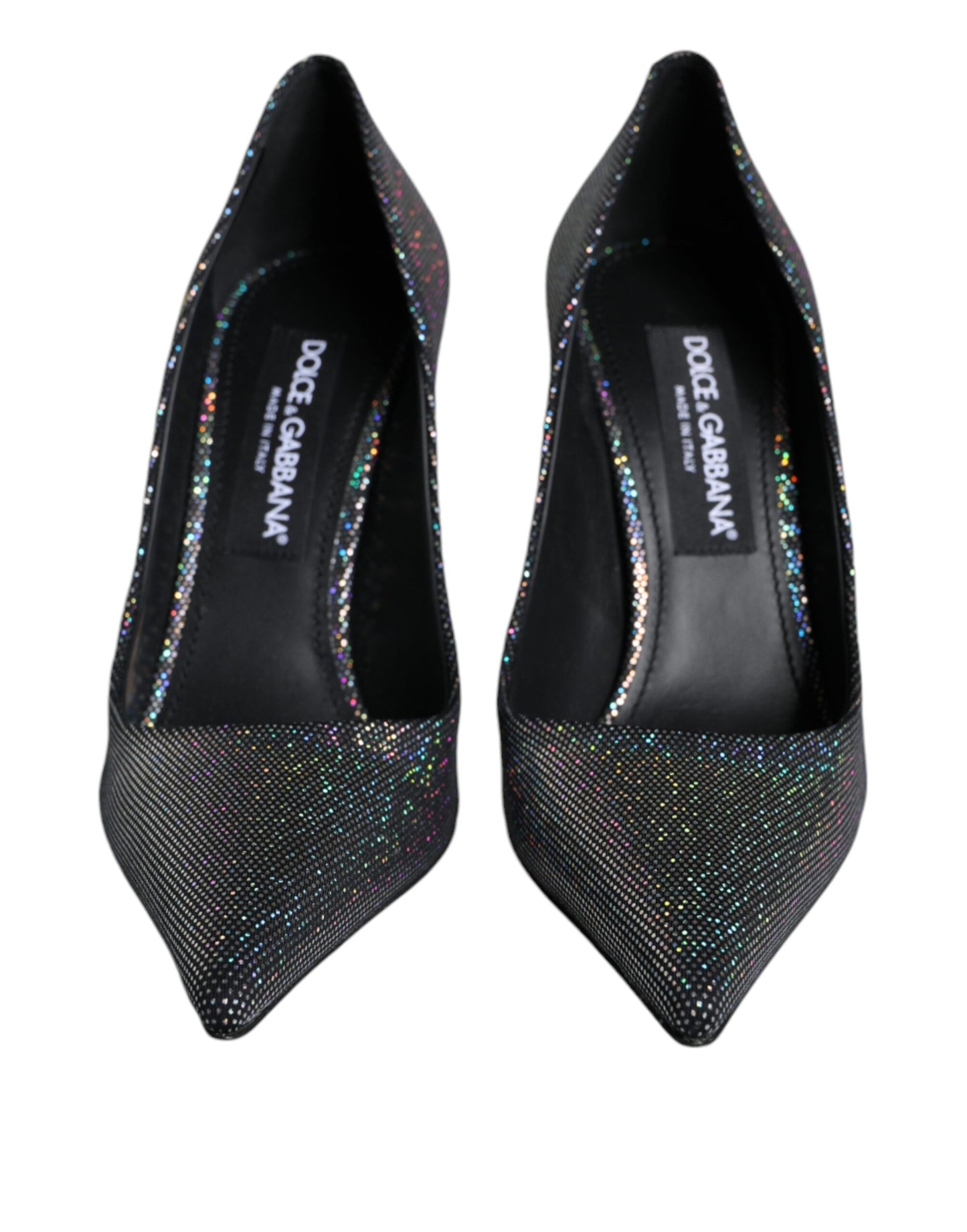 Zapatos de salón de tacón de piel con strass multicolor