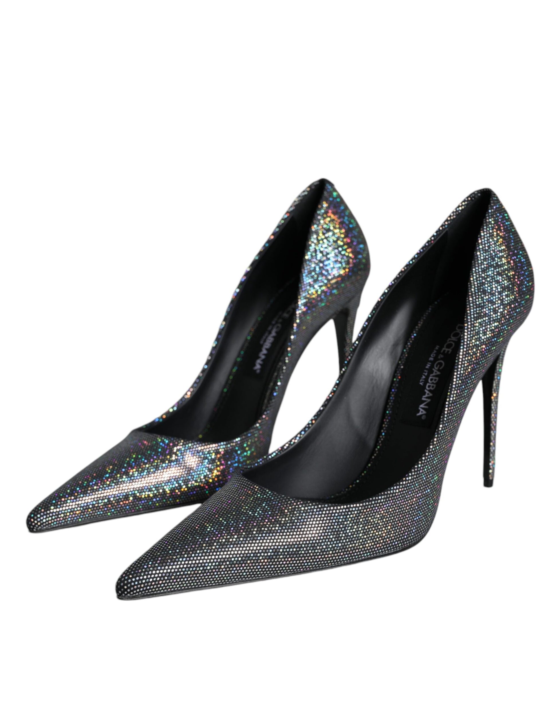 Zapatos de salón de tacón de piel con strass multicolor