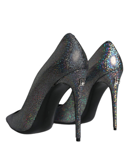 Zapatos de salón de tacón de piel con strass multicolor