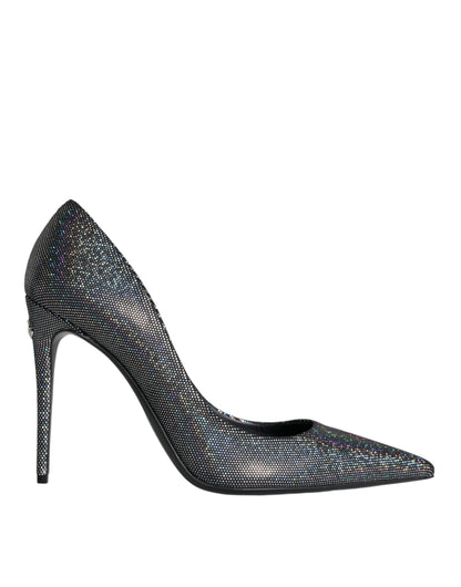 Zapatos de salón de tacón de piel con strass multicolor