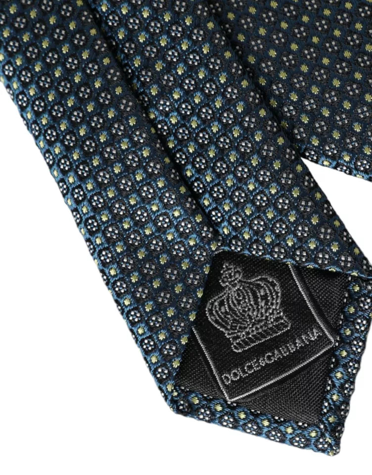 Green Patterned 100% Silk Adjustable Men Tie