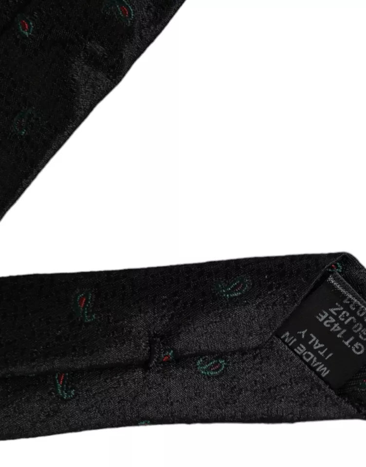 Corbata ajustable para hombre 100 % seda fantasía negra