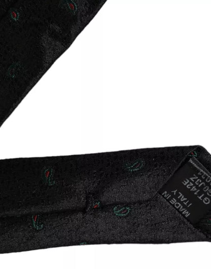 Corbata ajustable para hombre 100 % seda fantasía negra