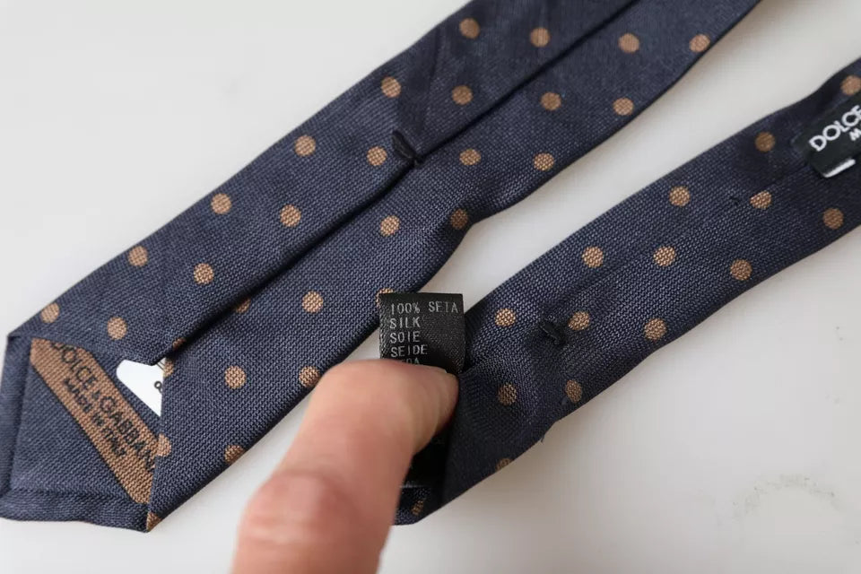 Corbata ajustable de seda de fantasía con lunares negros para hombre